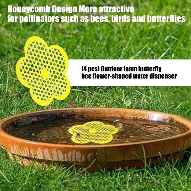 4PCs Floating Bees Watering Stations Platforms Garden Decoration Safe Landing Pads For Butterflies Pollinators In Pond