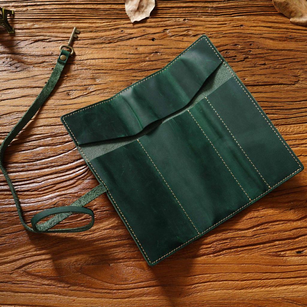 Vintage Genuine Leather Cowhide Pencil Roll Case - Simple, Multifunctional Roll-Up Pouch