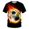 3D Tištěný Fotbalový Vzor Módní Trend Kulatý Výstřih Krátký Rukáv Ležérní Dětská Chlapecká Trička