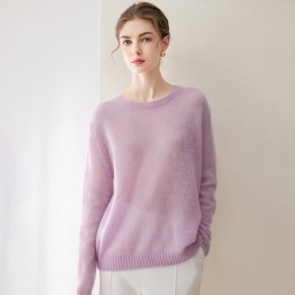 Le Kasha 2026 Damen Kaschmir Pullover mit Rundhalsausschnitt - Herbst/Winter Locker gestrickter Pullover