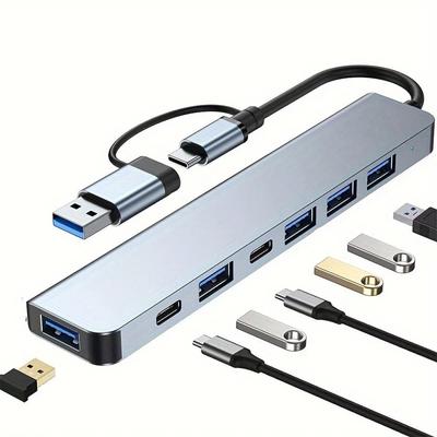 USB C Hub USB Hub 3.0, VIENON Hliníkový 7 v 1 USB Extender, USB Rozbočovač s 1 x USB 3.0, 4 x USB 2.0 a 2 x USB-C portami