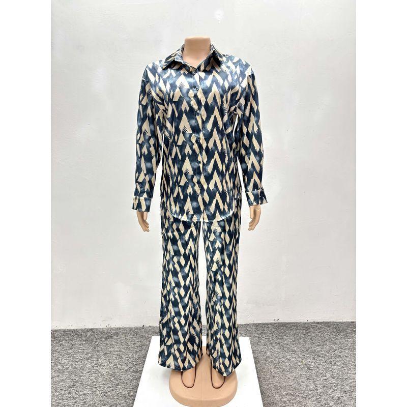 

European and American Fashion Loose Casual Print Shirts Trousers Set Printed Shirt and Pants Set Printed XXL