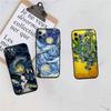 BF101 Starry Night Van Gogh Painting Soft Shell Phone Case for iPhone 16 15 14 13 12 Pro Max Plus Mini