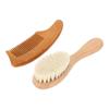 Baby Hair Brush and Comb Set Soft Wool Bristles Beech Wood Handle Infant Hair Brush Comb Set