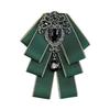 Men's British Tie for Wedding and Groomsman, Adjustable Formal Tuxedo Bowtie, Green with Colorful Trim