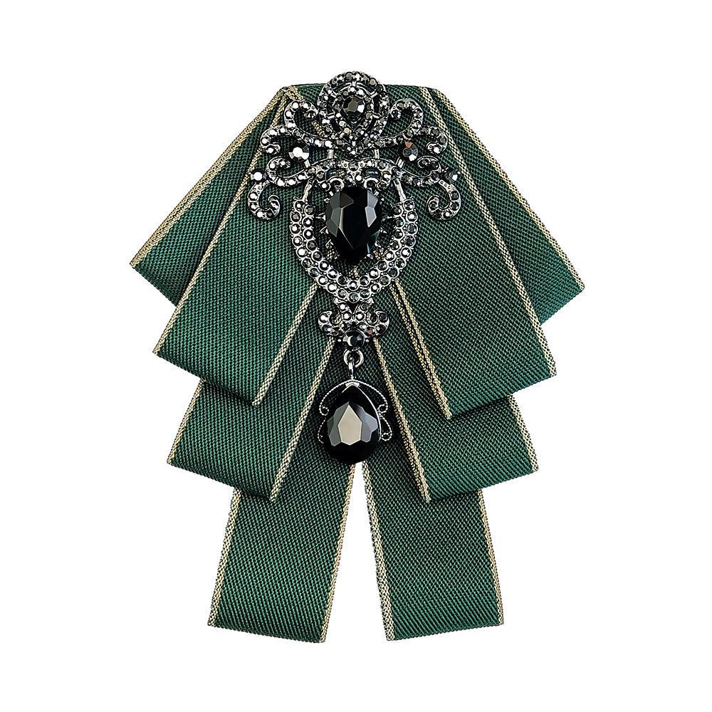 Men's British Tie for Wedding and Groomsman, Adjustable Formal Tuxedo Bowtie, Green with Colorful Trim