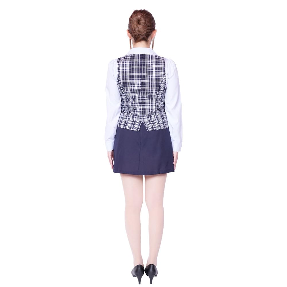 Be With Marunouchi Check Office Lady Secretary Uniform, Pink, Size M, Women's Cosplay Costume