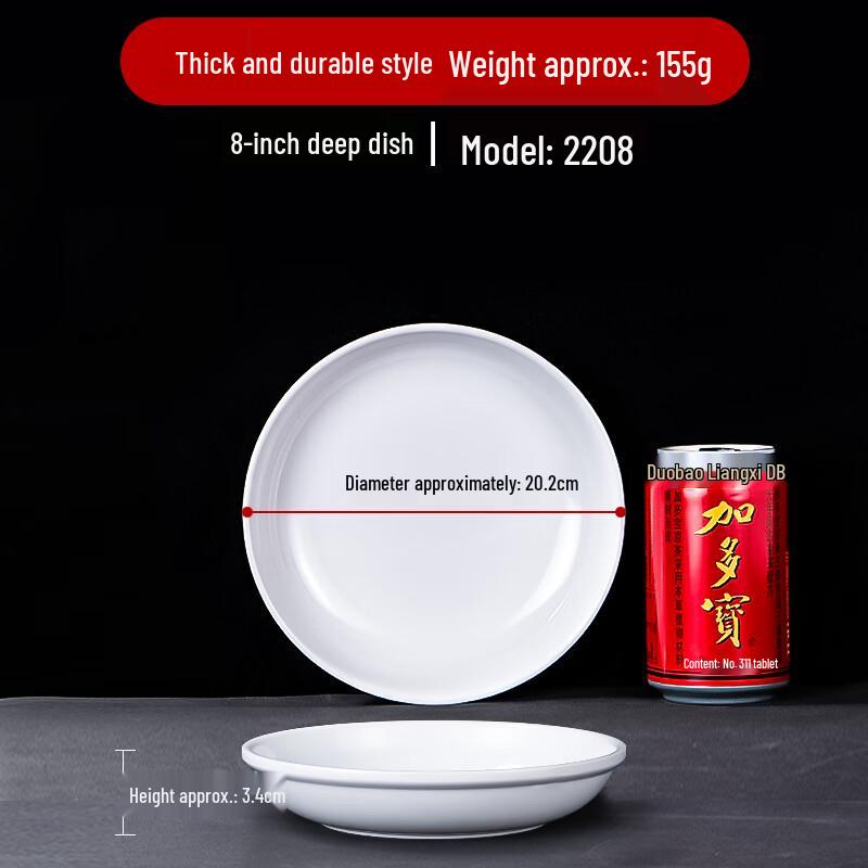 White Round Deep Melamine Dinner Plate