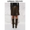 UR2025 Women's Winter Amber Flow Pleated Faux Leather Belted Shorts