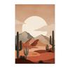 Boho Landscape Wall Art, Desert Plant Sunset Canvas Painting, Cactus Botanical Poster Print for Bedroom Living Room Decor