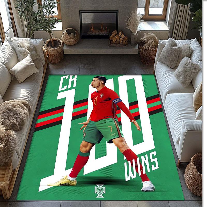 Tappeto in Flanella Stampato Cristiano Ronaldo Antiscivolo Morbido Poliestere Tappeto per Pavimento Tappetino Decorativo per Interni per Camera da Letto Soggiorno Divano