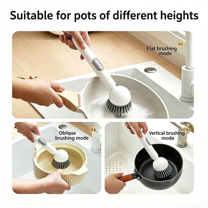 Soap Dispensing Dish Brush Long Handle Adjustable Heavy Duty Scrubber for Kitchen Pot Pan Dishwashing Use