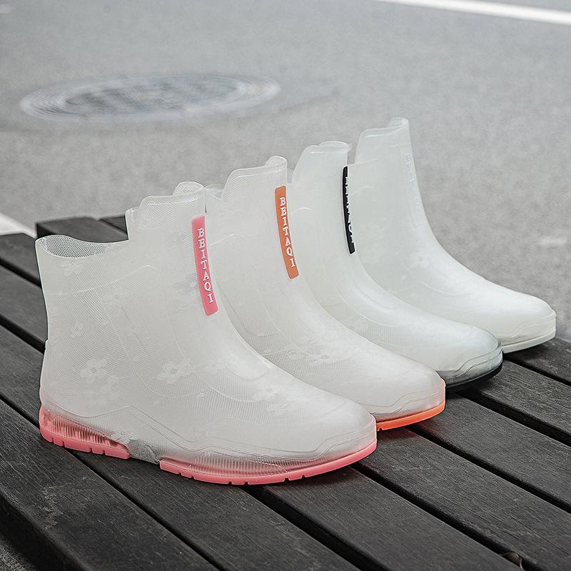 Stylish Women's Transparent Non-Slip Rain Boots - Short Rubber Jelly Shoes