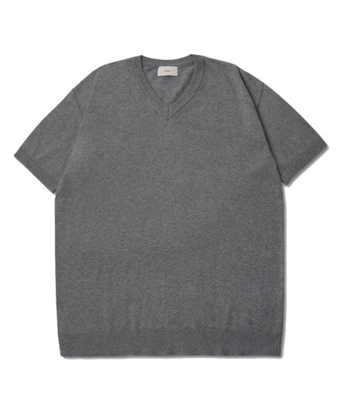 U And Lc Cool Summer Washable Cotton V-Neck Knit (Dark Gray) L