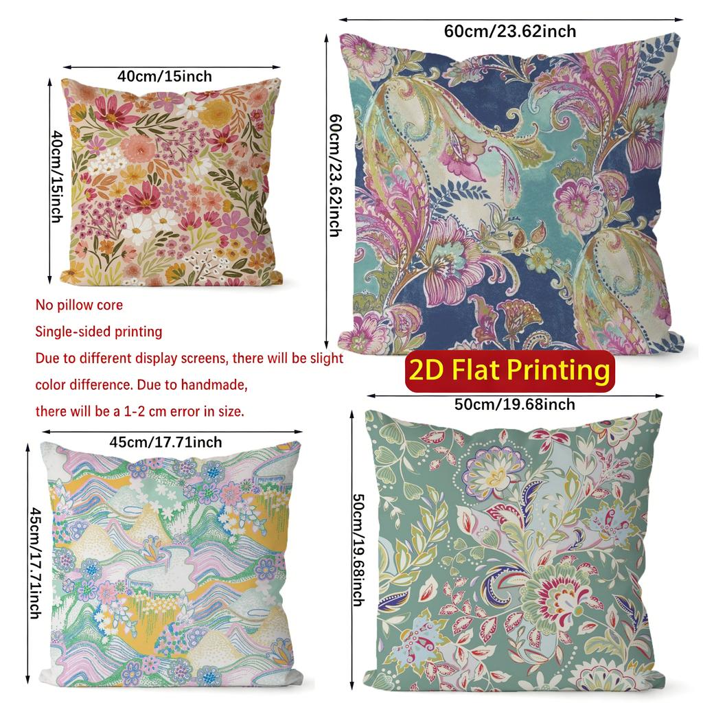 Bohemian Floral Paisley Throw Pillow Covers Pattern Cushion Cover Suitable For Sofa Bedroom Car Pillow Cover
