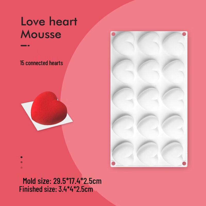 

Qun Rong 15-Cavity Heart Silicone Mousse Mold