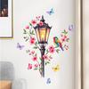 Retro Street Lamp Painted With Flowers, Branches, Birds And Butterflies, Living Room, Entryway, Home Decoration Wall Stickers