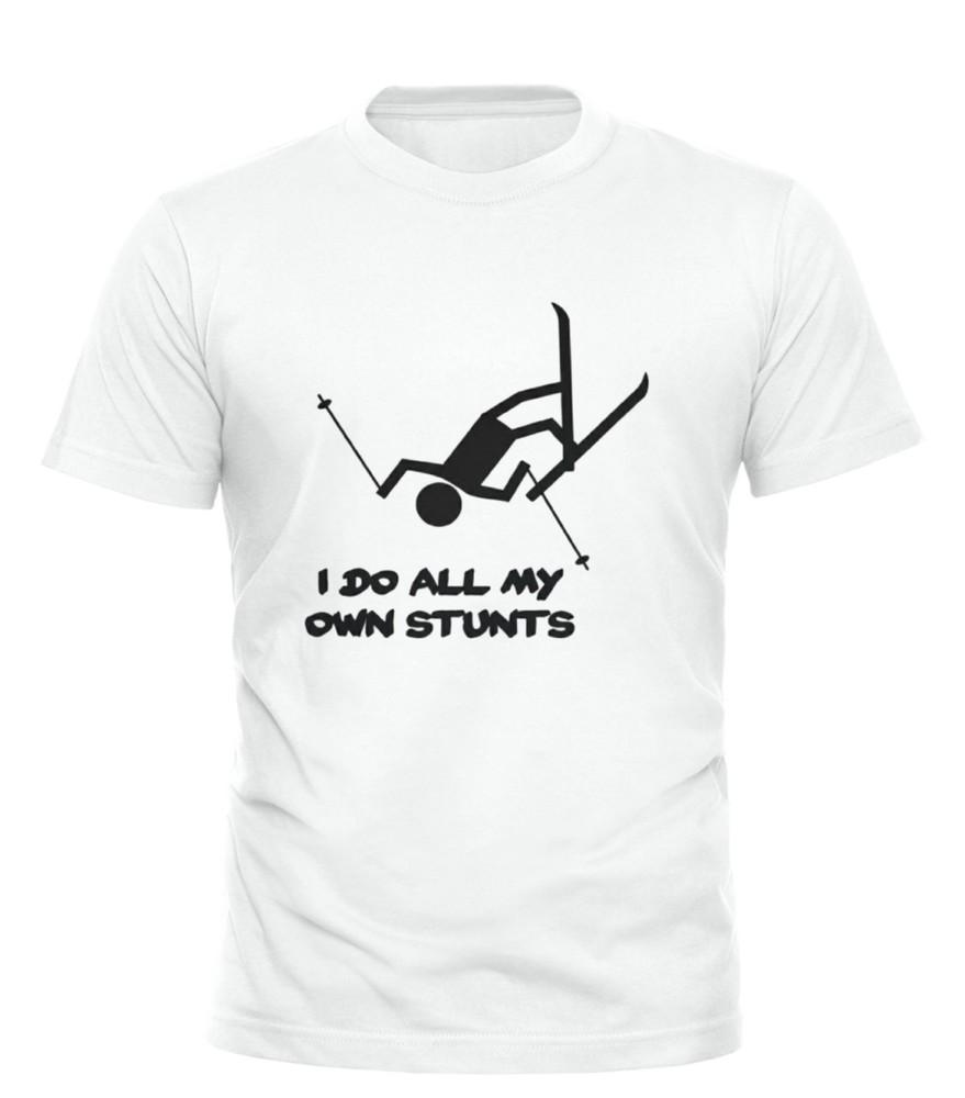 

I Do All My Own Stunts Ski TSHIRT Tee Skiing Winter Funny birthday fashion gift Unisex T-Shirt XXL