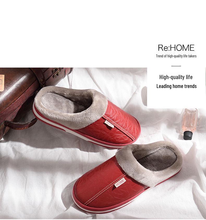 Men's Extra Large Waterproof Cotton Slippers - Winter Indoor Non-slip Warm Shoes