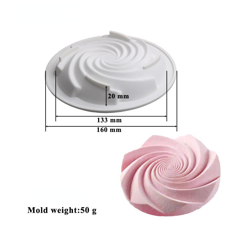 6 Cavity Geometry Spiral Flower Silicone Mold Whirlwind Bakeware Mold DIY Chocolate Baking Tools Cake Decoration Accessories