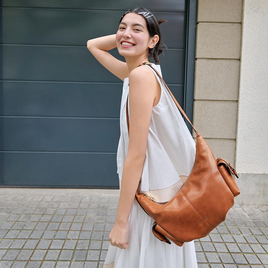 Charles & Keith Small CK 26 Summer Hobo Fashion Faux Waxed Leather PU Shoulder Bag Women bags CK2-80782837