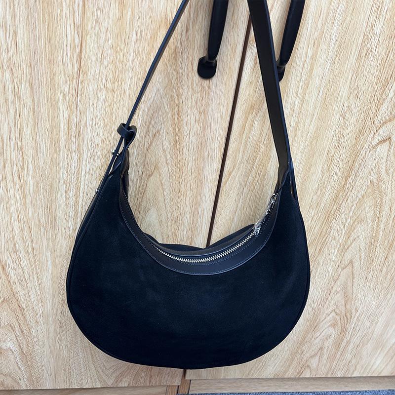 Autumn and winter new leather women's bag casual versatile crescent bag matte first layer cowhide shoulder bag crossbody women's bag