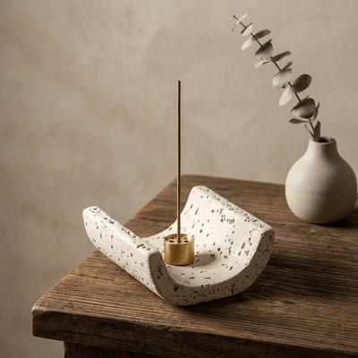 Minimalist Cement Incense Holder Sturdy Thick U-shaped Mosquito Coil Tray Decorative Handmade Aromatherapy Base Office Use
