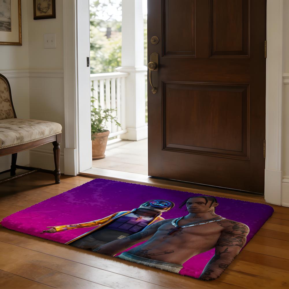 Rapper TTravis SScott Floor Mat Soft Flannel Absorbent Mat Non-Slip Rug Home Bedroom Bathroom