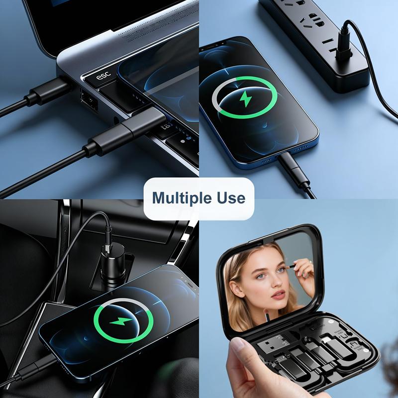 USB Type C To USB C Cable 60W 4 In 1 Mini Data Cable Set Storage Box Fast Charging Charger Mobile Phone Holder For