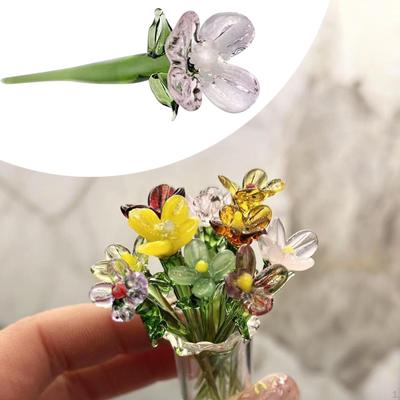 Mini Glasblume Künstliches Handwerk Dekor Geschenke Dekoration Florale Figur für Mutter Ehefrau Zimmer