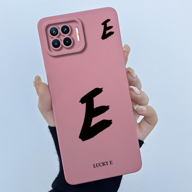 For OPPO F17 Oppo F17 Pro Case Oppo A73 A93 Reno 4F Back Cover TPU Silicon Lucky Initial Letter Couples Phone Bumper Soft Case