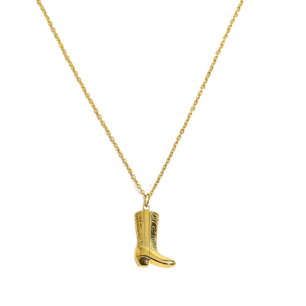 Western Style Cowboy Boots Necklace Zircon Vintage Golden Necklace Fashion Collarbone Chain  Women