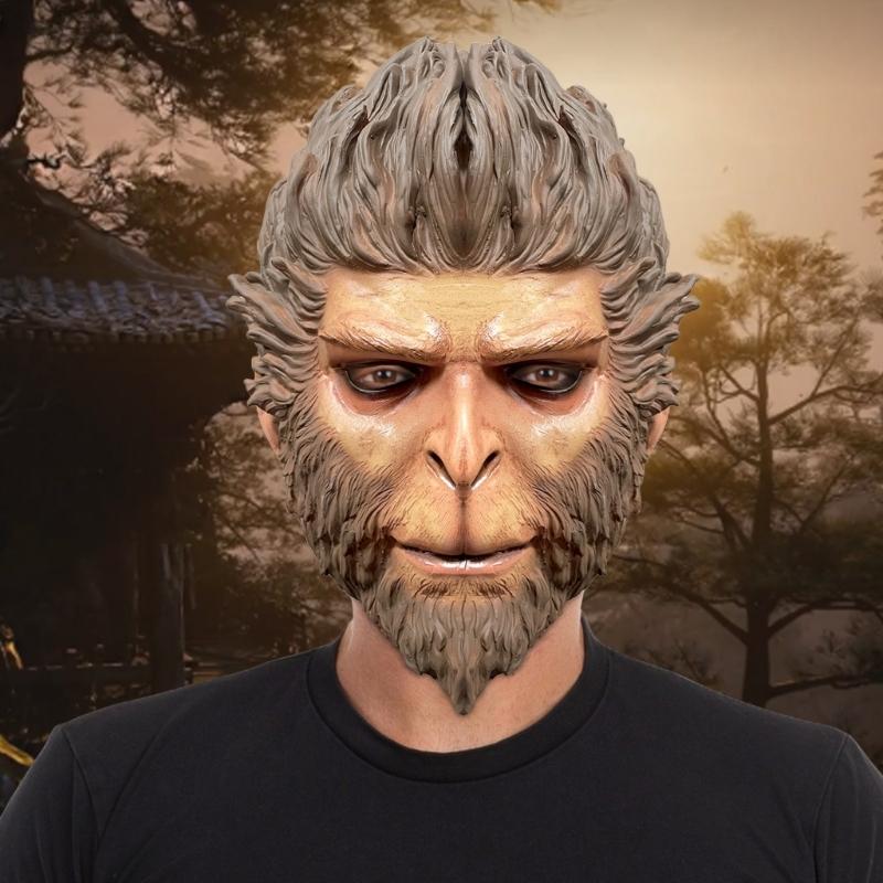 Maska WuKong 3D Maska na Halloween Czarny Mit Maska Gokus Nakrycie Głowy Gokus Maska Małpy Maska do Gier do Cosplayu WuKong
