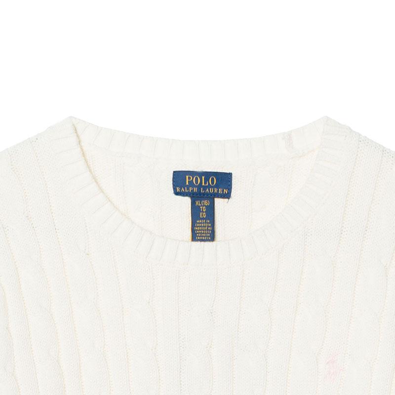 Maglione Polo Ralph Lauren PE25 Tinta Unita Girocollo Manica Lunga Maglia Top Bambino Bianco 313901316-011