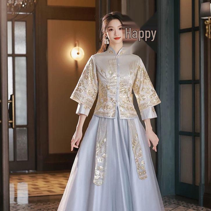 2025 Autumn-Winter Long Bridesmaid Gown - New Chinese Wedding Sisterhood Collection