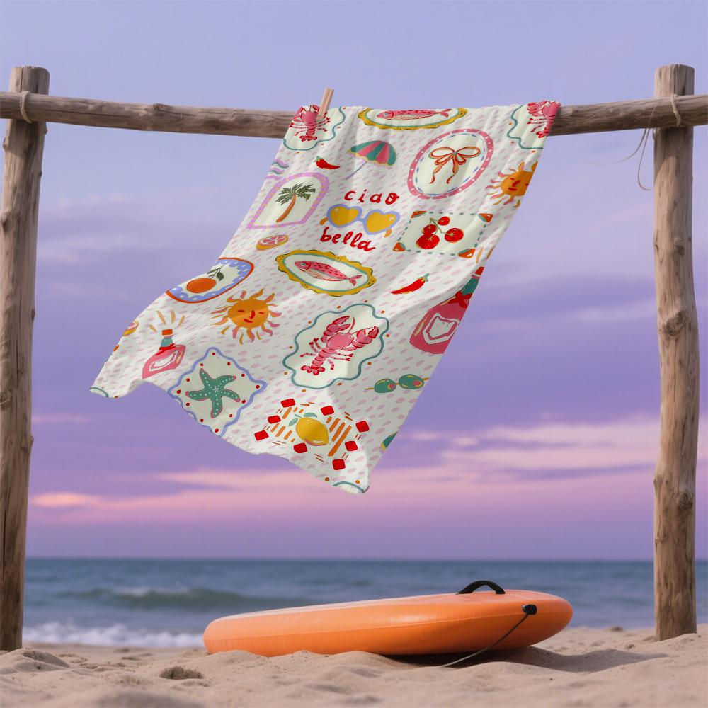 Italienischer Sommer Ciao Bella Übergroßes Mikrofaser Strandtuch Sandfest Schnelltrocknend, Saugfähig für Schwimmbad Reisen Camping