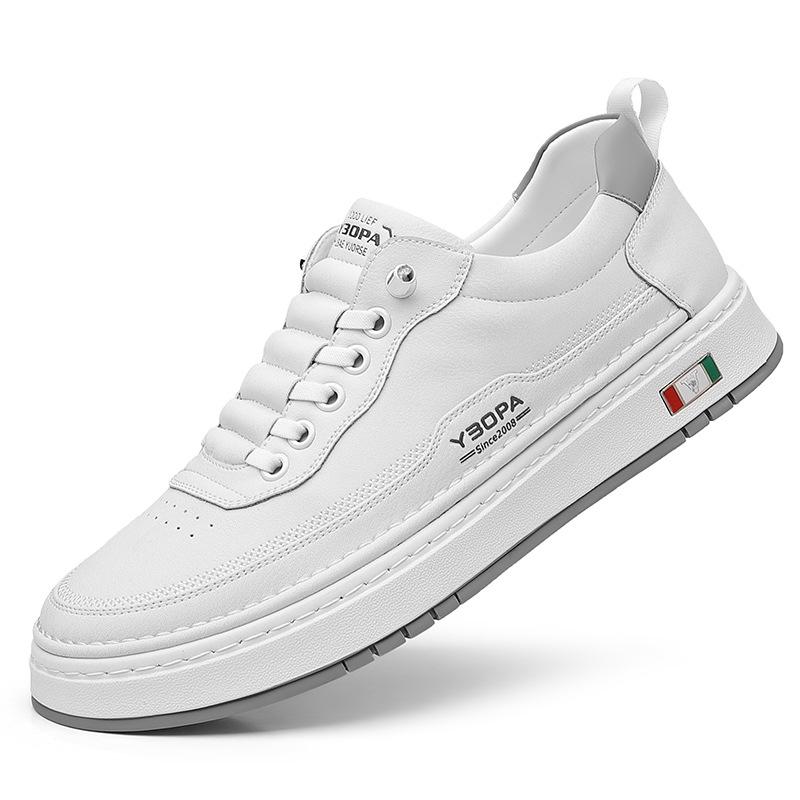 Saint Lema Men's Extra Large Casual Leather Shoes - All-Season White Sneakers