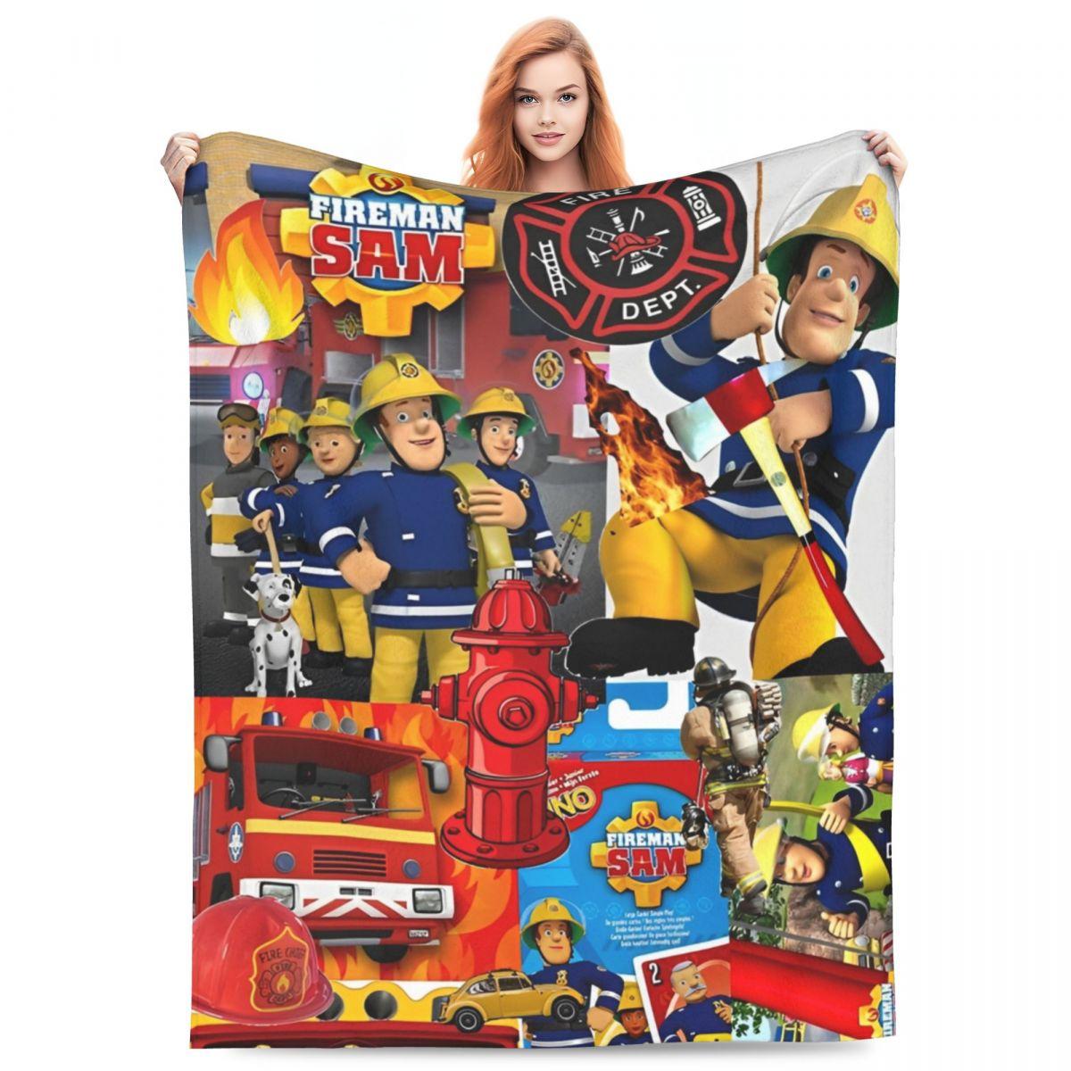 

Fireman Sam Company Cartoon Knitted Blanket Fleece Education Lightweight Throw Blanket for Bed Bedroom Quilt 50x60in