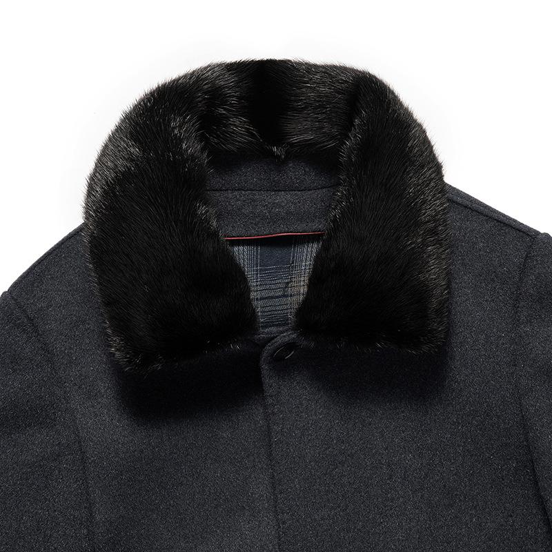 Winter cashmere coat men's medium-length thickened down liner warm coat middle-aged dad wool woolen top