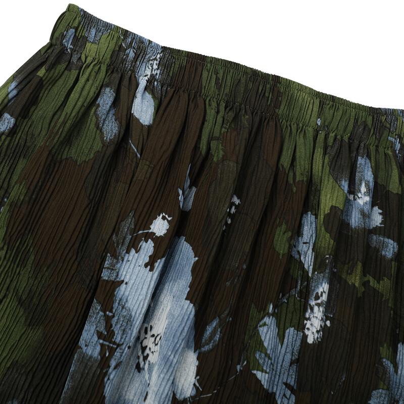 Women's Artistic Floral Pleated A-line Midi Skirt