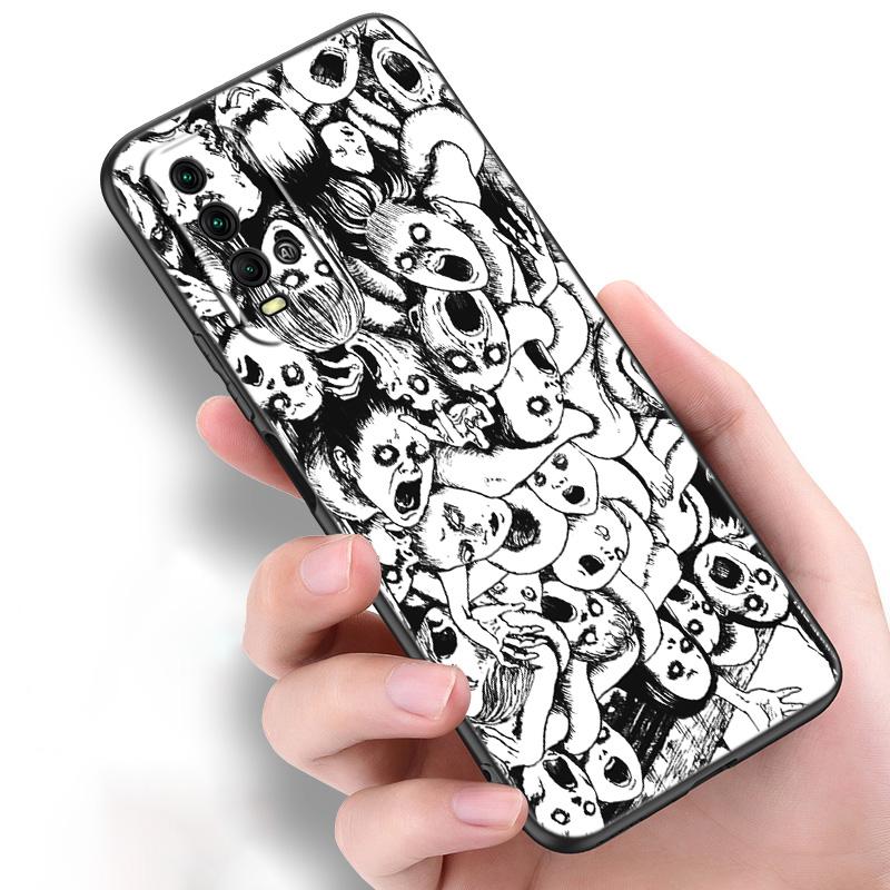 Anime Junji Ito Tees Horror Silicone Phone Case For Xiaomi Redmi Note 11 10 9 8 Pro 11T 10T 10S 9S 8T 9 9A 9C 9T Black Cover