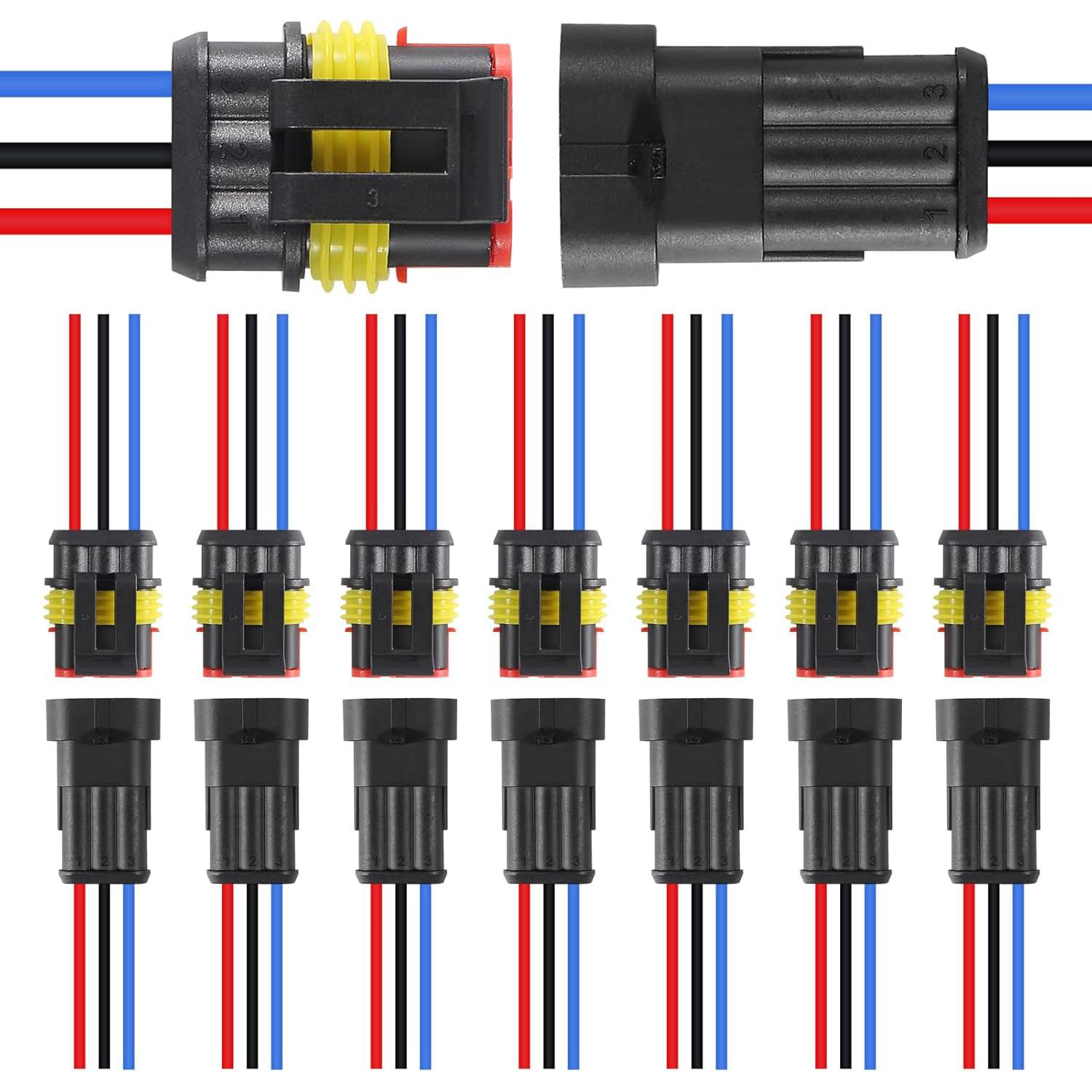 8Pair 3Pin Connector Waterproof Electrical 3 Pin Plug Auto Electrical Wire Connectors Quick Disconnect Automotive Wire Connector 3pin