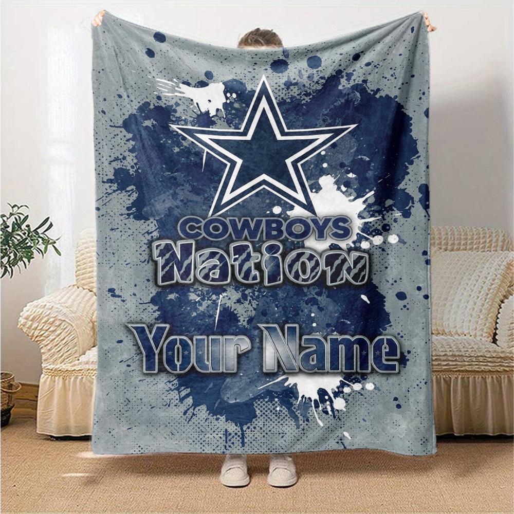Name Custom Dallas Cowboys Print Flannel Blanket High Quality Warm Comfortable Cover for All Seasons Perfect for Gifts Home Decor