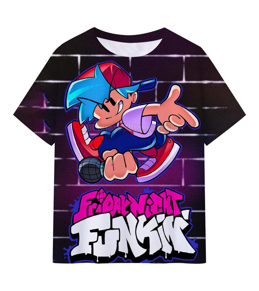 Friday Night Funkin 3D T Shirts Kids Children Game T-shirts Boys Girls Cartoon Anime Tshirts Summer Toddler Tee Streetwear