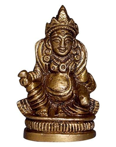 Латунная статуэтка Господа Куберы для домашнего храма, офиса, религиозная статуэтка, золотой цвет