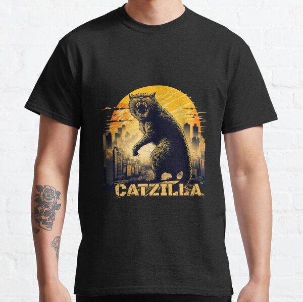 

Винтажная футболка Catzilla Японский закат Любитель кошек Мужская Новинка Чистый хлопок Футболка Круглый вырез Короткий рукав 4XL S