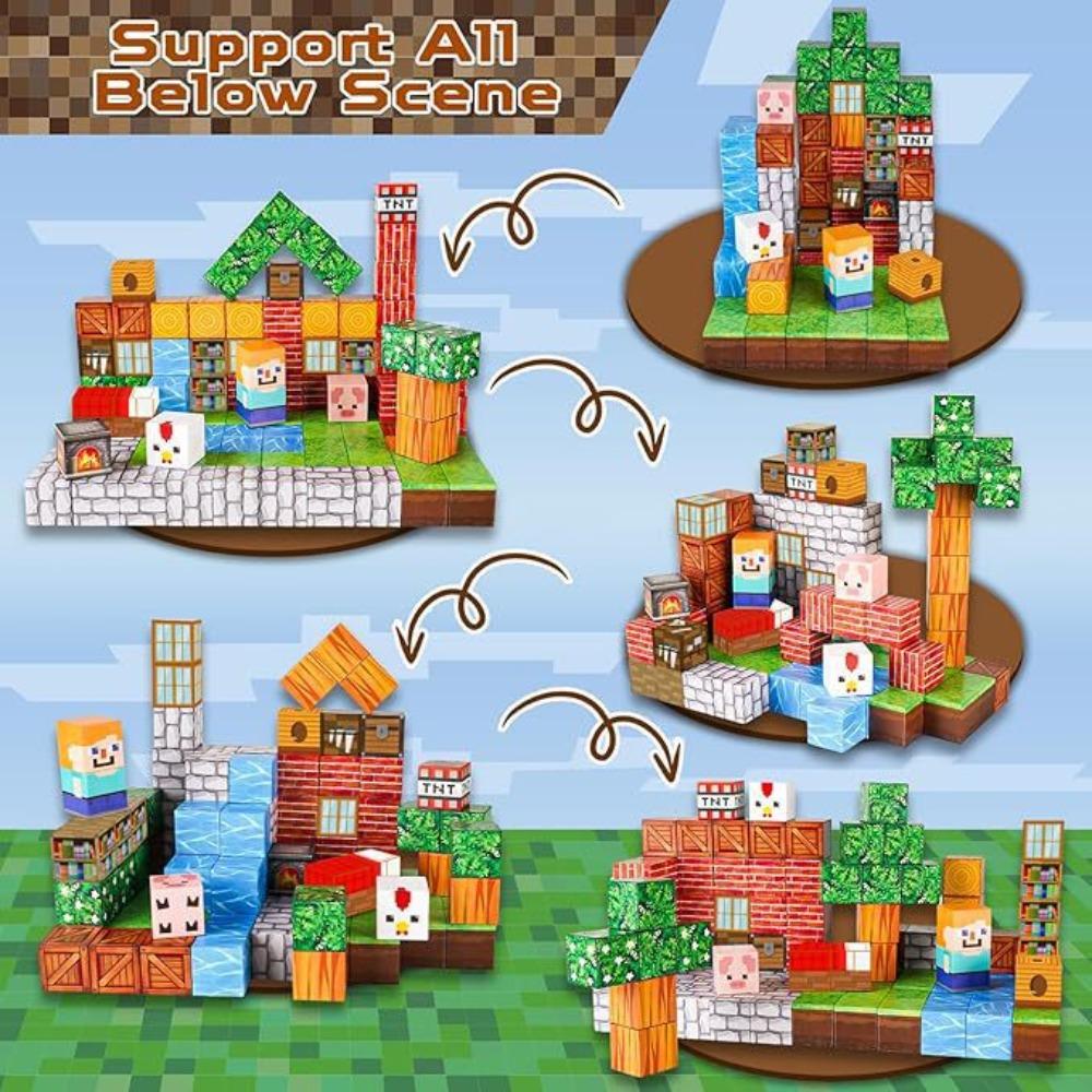 Magnetisches quadratisches Baustein-Puzzle 3D Bau Tier Haus Spielzeug