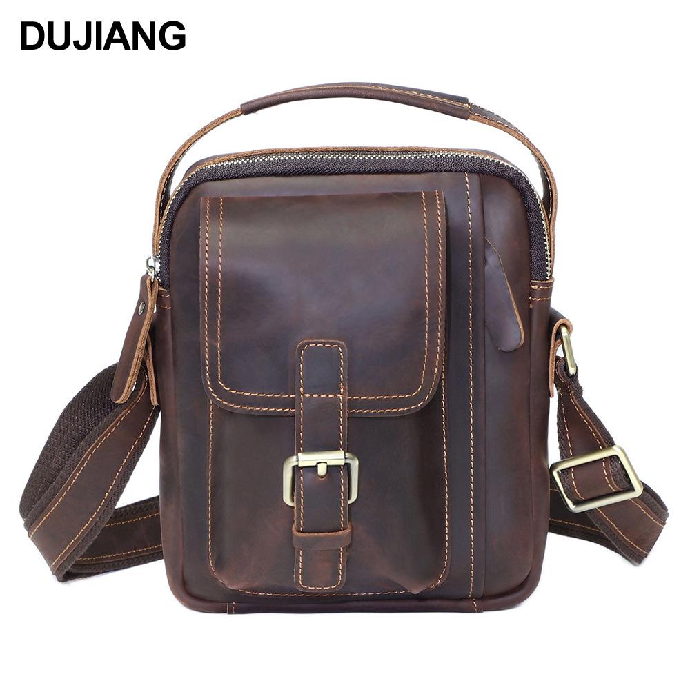 Men's Crossbody Bag - Crazy Horse Genuine Leather Single Shoulder Bag