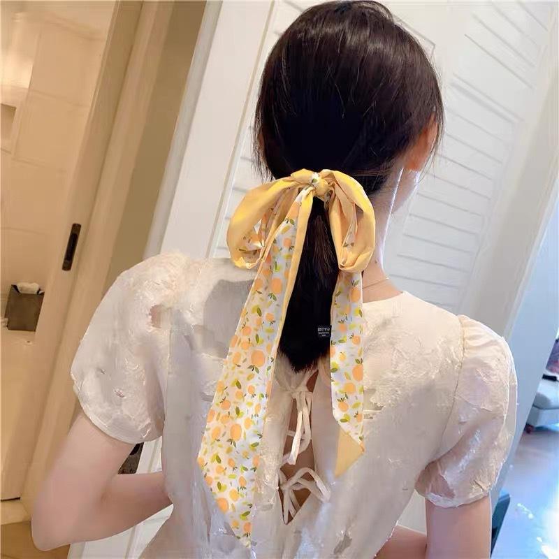 Fruit-Print Silk Scarves Trendy Hair Accessories for Women, Vintage Bohemian Silk Scarf Wrap, Neck Head Daily Travel Gift Trendy