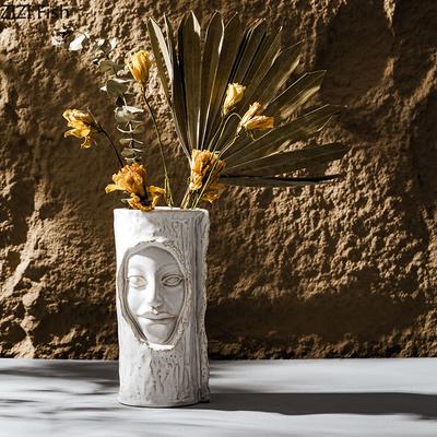Arte Nórdico Jarrón Facial de Cerámica Creativo Utensilios para Arreglos de Flores Secas Decoraciones para Mesa de Comedor de Sala de Estar Arte de Decoración del Hogar